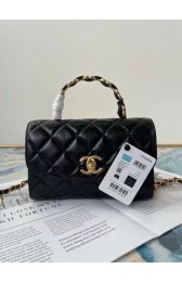 Replica Chanel mini flap bag with top handle AS2477 black HV06007Ix66